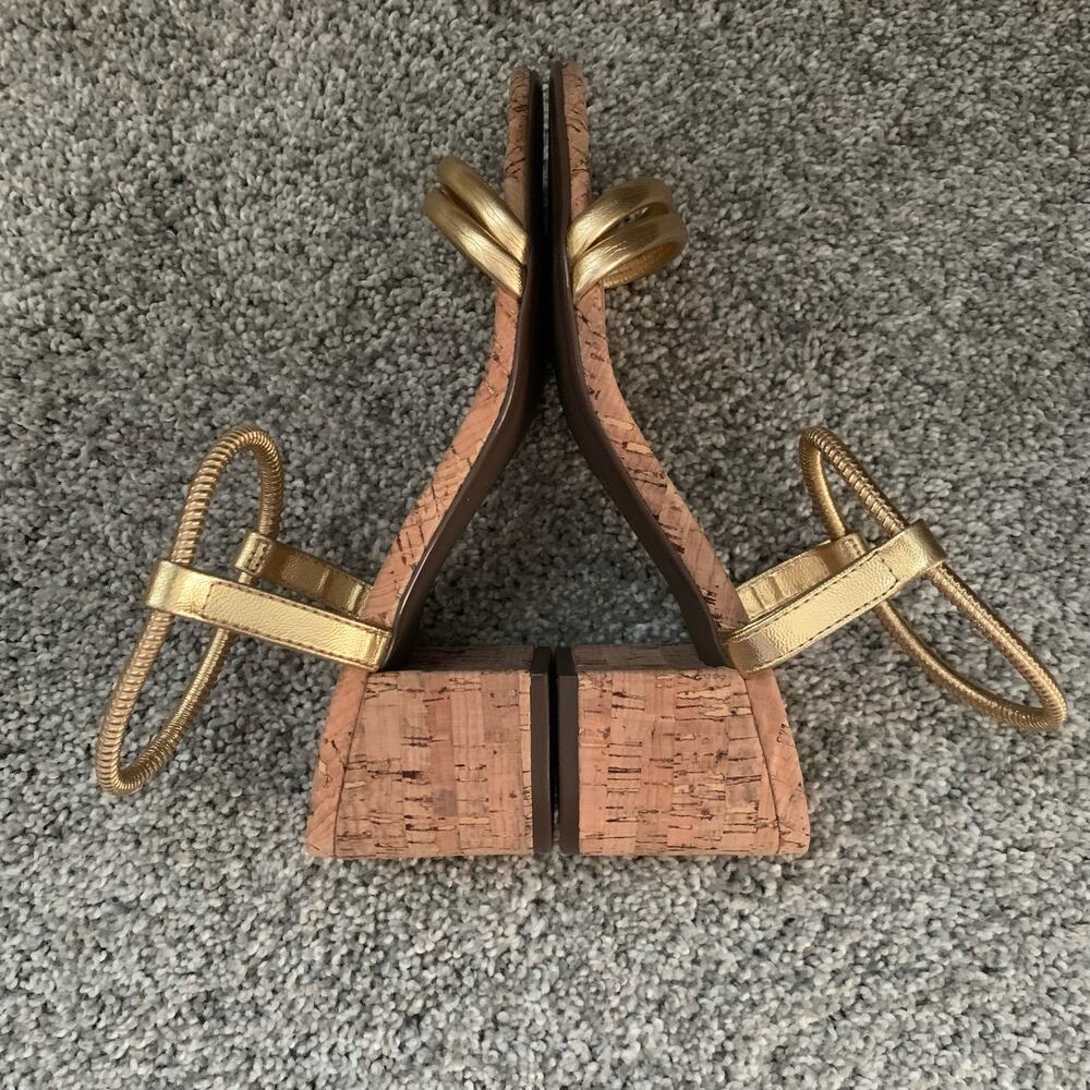 Schutz Gimenez Evereve Leather Sandals w/ Cork Heel - Size 5 - EUC - Picture 10 of 16